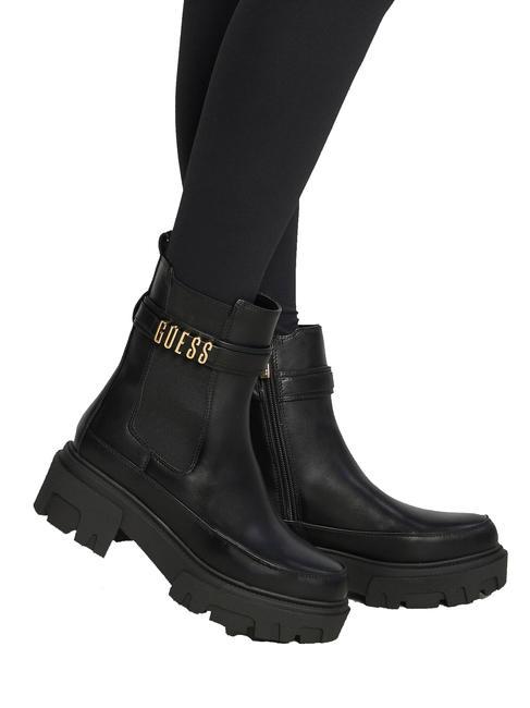 YELMA Bottines &agrave; logo m&eacute;tallis&eacute; NOIR - Chaussures Femme