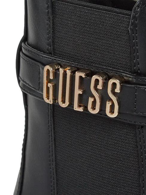 YELMA Bottines &agrave; logo m&eacute;tallis&eacute; NOIR - Chaussures Femme