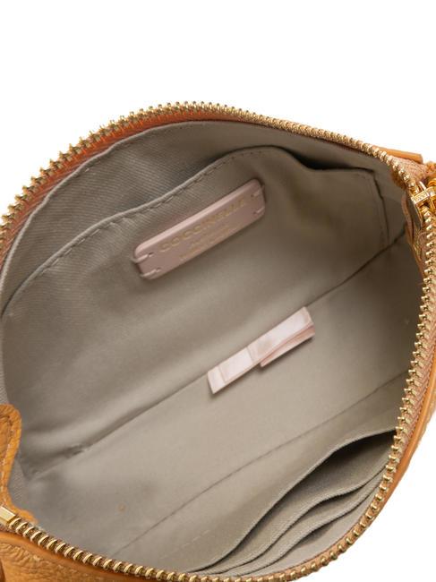 LILY Mini sac en cuir avec anse chaîne abricot - Sacs pour Femme