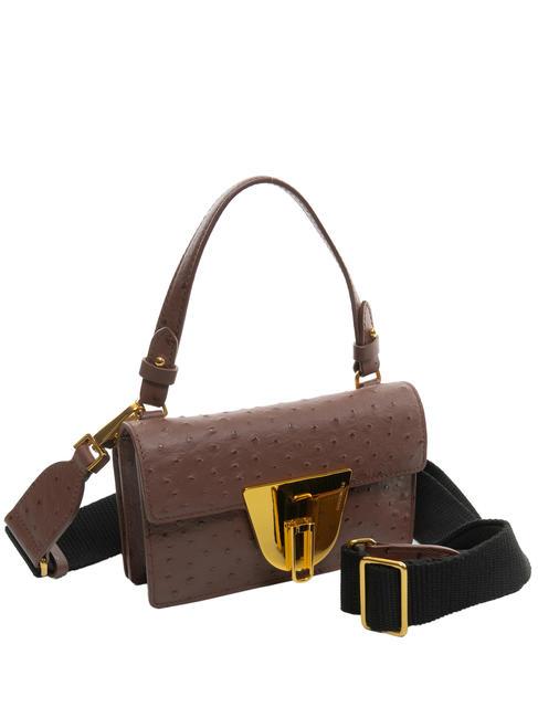 NICO OSTRICH Mini sac en cuir imprim&eacute; caroube - Sacs pour Femme