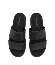 TIMBERLAND CLAIREMONT WAY Sandale pantoufle en cuir noir pleine fleur - Chaussures Femme - 3