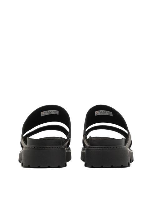 CLAIREMONT WAY Sandale pantoufle en cuir noir pleine fleur - Chaussures Femme
