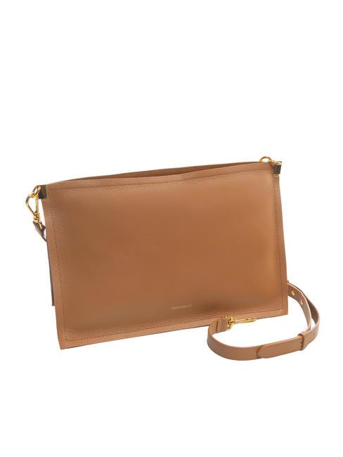 SNIP Sac bandouli&egrave;re en cuir martel&eacute; cuir/noir - Sacs pour Femme