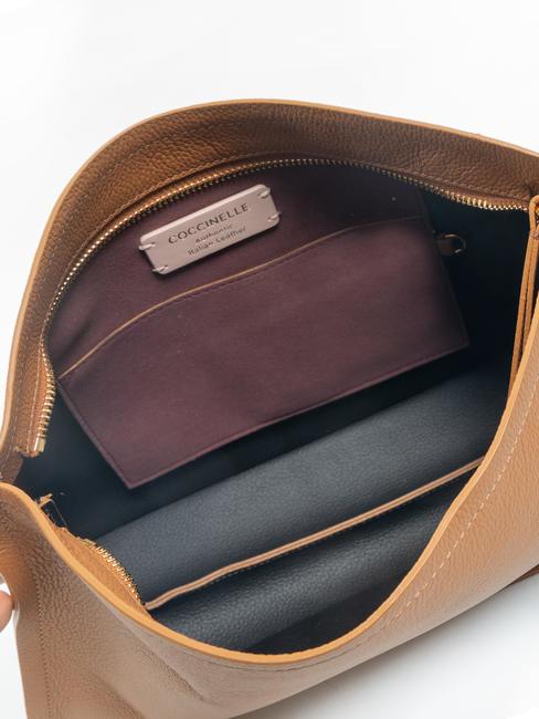 SNIP Sac bandouli&egrave;re en cuir martel&eacute; cuir/noir - Sacs pour Femme