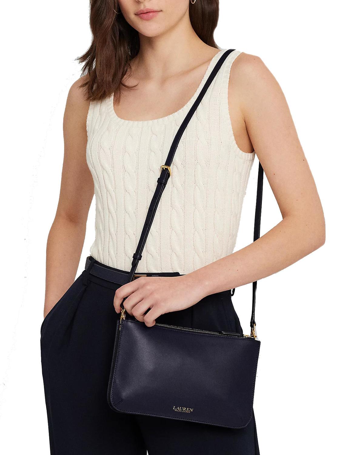 Ralph Lauren Sac BandouliÃ¨re Cuir Souple Noir Femme Sac Cabas