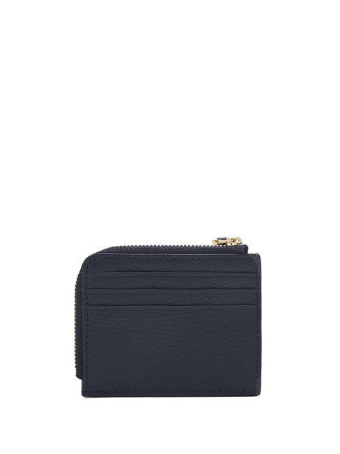 TASSEL Porte-cartes zippé en cuir martelé bleu nuit - Portefeuilles Femme