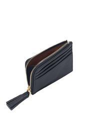 COCCINELLE TASSEL Porte-cartes zippé en cuir martelé bleu nuit - Portefeuilles Femme - 3