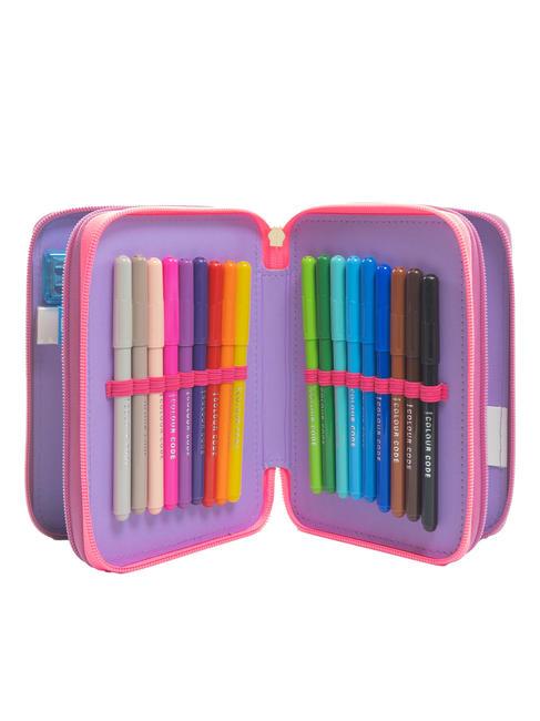 DREAMS&FLOWERS Trousse 3 zips avec trousse scolaire RHODAMINE RED - Étuis et Accessoires