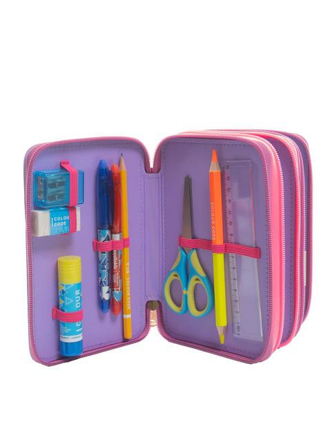 DREAMS&FLOWERS Trousse 3 zips avec trousse scolaire RHODAMINE RED - Étuis et Accessoires