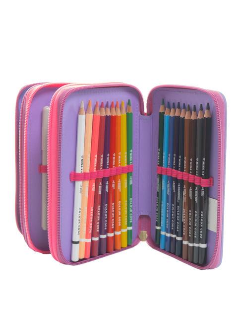 DREAMS&FLOWERS Trousse 3 zips avec trousse scolaire RHODAMINE RED - Étuis et Accessoires