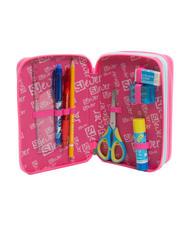 SJGANG EVER Trousse 3 zips avec trousse scolaire RHODAMINE RED - Étuis et Accessoires - 2