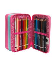 SJGANG EVER Trousse 3 zips avec trousse scolaire RHODAMINE RED - Étuis et Accessoires - 3