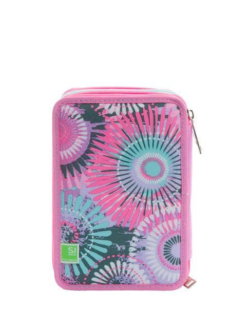 EVER Trousse 3 zips avec trousse scolaire RHODAMINE RED - Étuis et Accessoires