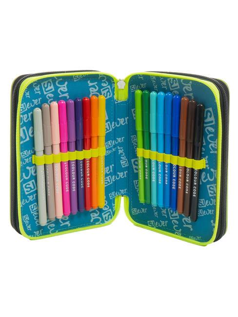 EVER Trousse 3 zips avec trousse scolaire Bluedeep - Étuis et Accessoires