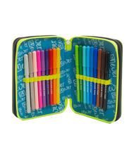 SJGANG EVER Trousse 3 zips avec trousse scolaire Bluedeep - Étuis et Accessoires - 2