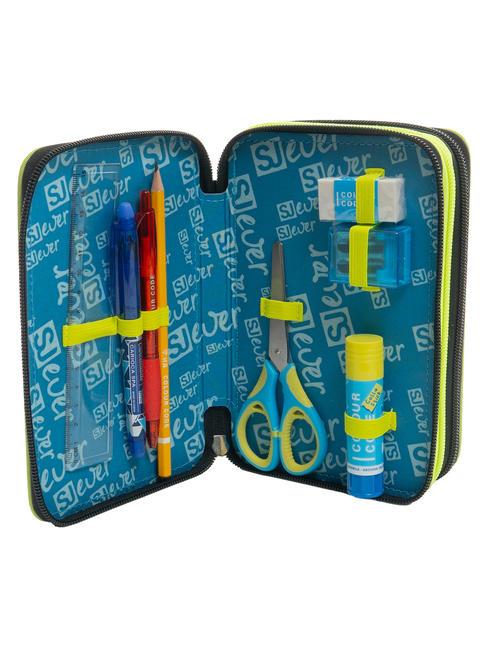EVER Trousse 3 zips avec trousse scolaire Bluedeep - Étuis et Accessoires