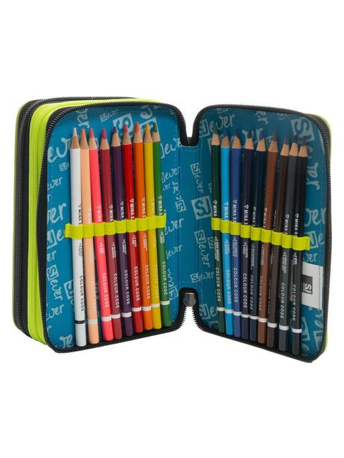 EVER Trousse 3 zips avec trousse scolaire Bluedeep - Étuis et Accessoires