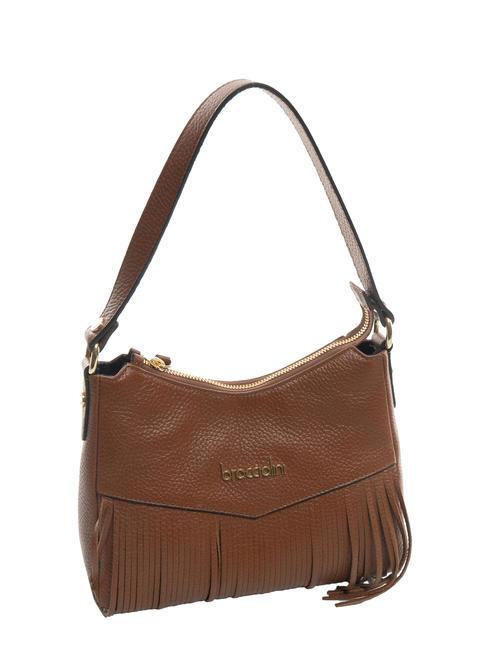 SANDRA Sac bandoulière en cuir à franges marron - Sacs pour Femme