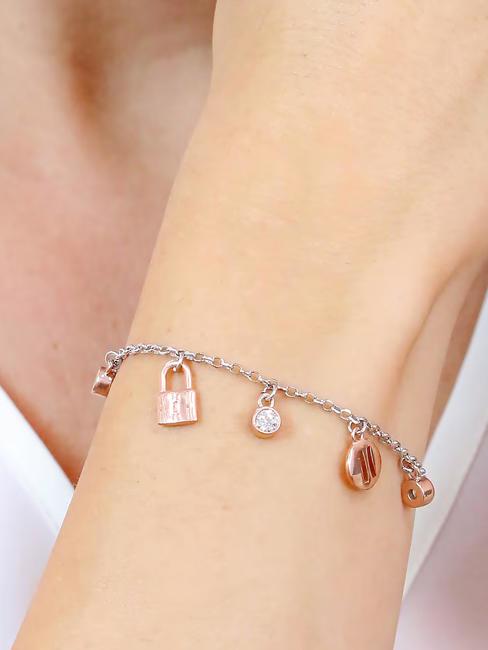 RAMBLA Bracelet avec breloques et zircons acier-or - Bracelets