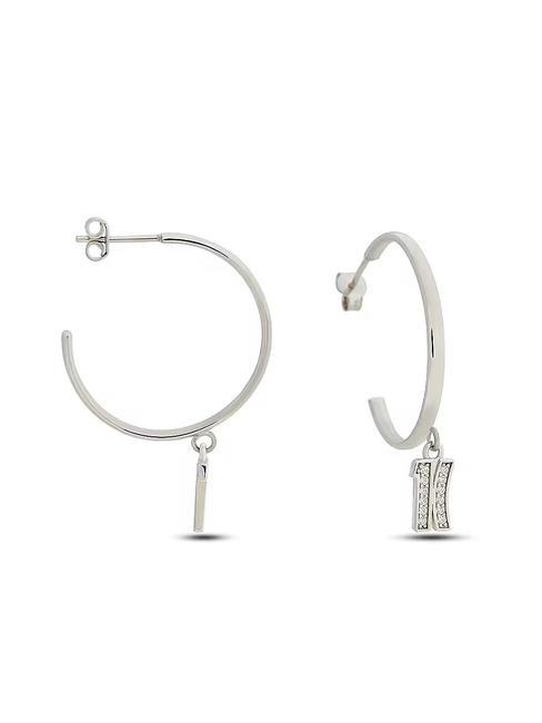BROADWAY Boucles d'oreilles cercle avec pendentif acier - Boucles d'oreilles