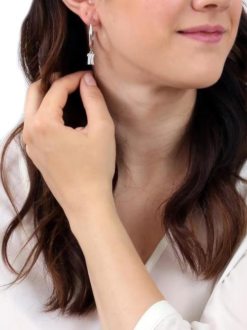 BROADWAY Boucles d'oreilles cercle avec pendentif acier - Boucles d'oreilles