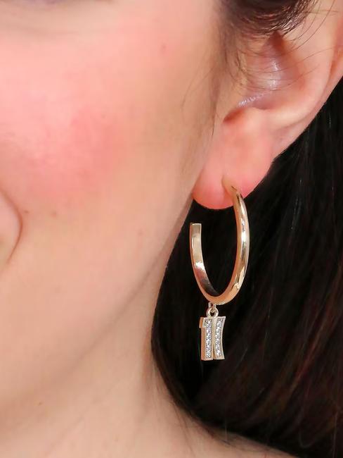 BROADWAY Boucles d'oreilles cercle avec pendentif or - Boucles d'oreilles