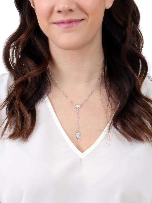 BROADWAY Collier avec breloque logo et zircons acier - Colliers