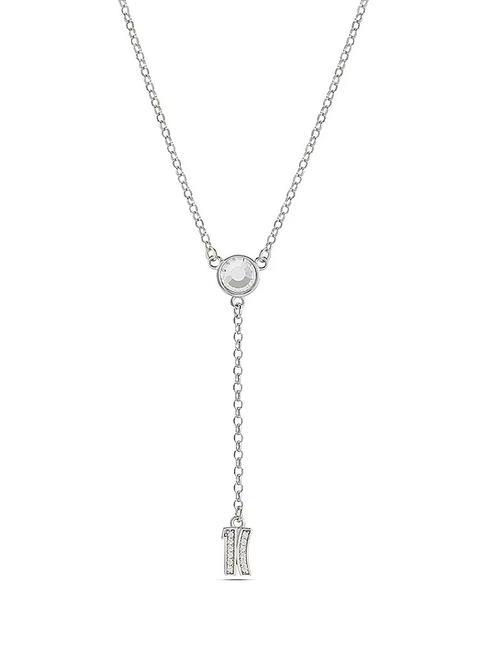 BROADWAY Collier avec breloque logo et zircons acier - Colliers