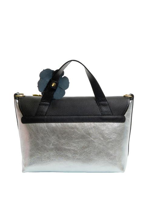 SARA Sac porte-documents en cuir Noir argent - Sacs pour Femme
