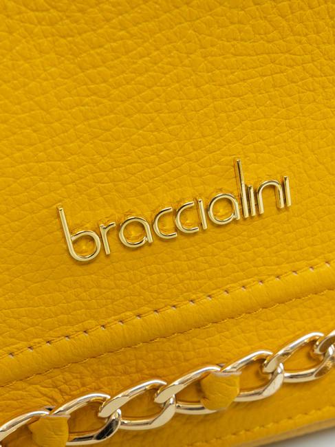 NORA Sac bandoulière en cuir à rabat jaune - Sacs pour Femme