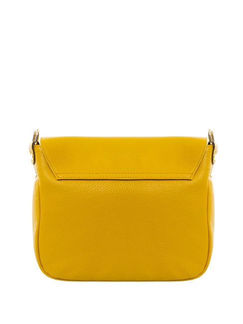 NORA Sac bandoulière en cuir à rabat jaune - Sacs pour Femme