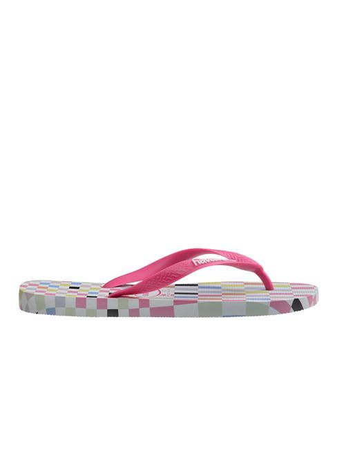 TOP CHECK Tongs gris glace/rose - Chaussures unisexe