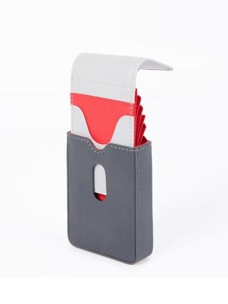 URBAN Porte-cartes en cuir gris - Portefeuilles Homme