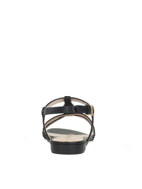 CHARA SMOOTH Sandales plates en cuir Noir - Chaussures Femme