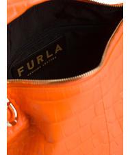 FURLA GINGER Petit sac à main en cuir de coco orange fluo - Sacs pour Femme - 3