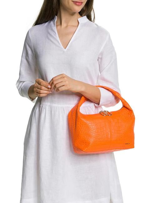 GINGER Petit sac à main en cuir de coco orange fluo - Sacs pour Femme
