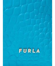 FURLA GINGER Petit sac à main en cuir de coco cyan - Sacs pour Femme - 4