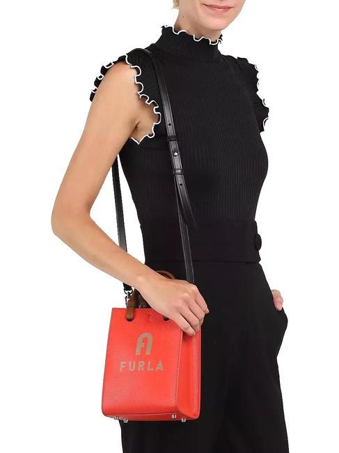 VARSITY STYLE Sac vertical en cuir avec bandoulière spritz+greige - Sacs pour Femme