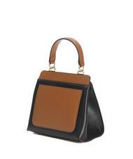 FURLA 1927 Mini sac à main en cuir grège + noir + cognac h - Sacs pour Femme - 2