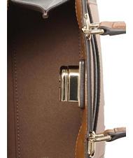 FURLA 1927 Mini sac à main en cuir grège + noir + cognac h - Sacs pour Femme - 3