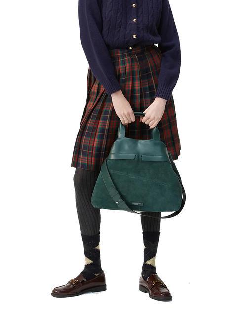 DUNA Sac &agrave; main en cuir avec bandouli&egrave;re vert profond - Sacs pour Femme