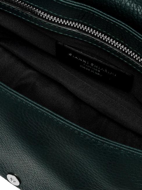 ADELE Pochette en cuir avec bandouli&egrave;re en m&eacute;tal vert profond - Sacs pour Femme