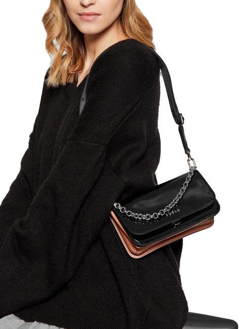 SPLENDIDA Mini sac en cuir avec bandoulière noir + cognac h - Sacs pour Femme