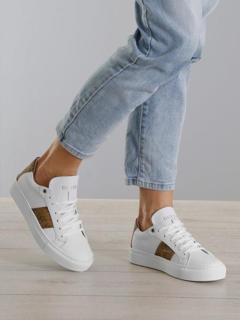 TODA Baskets basses Blanc / marron - Chaussures Femme