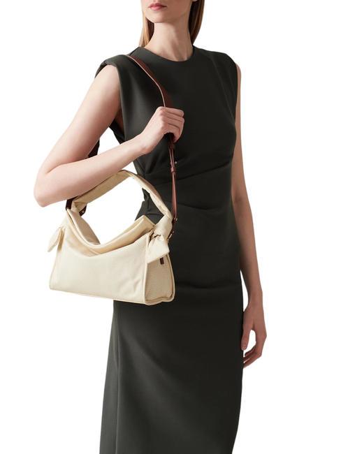 LOVER NYLON Petit sac hobo avec bandouli&egrave;re camomille/cuir - Sacs pour Femme