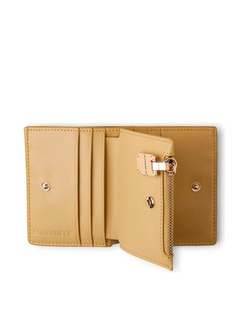 LETTERING Portefeuille compact en cuir or - Portefeuilles Femme