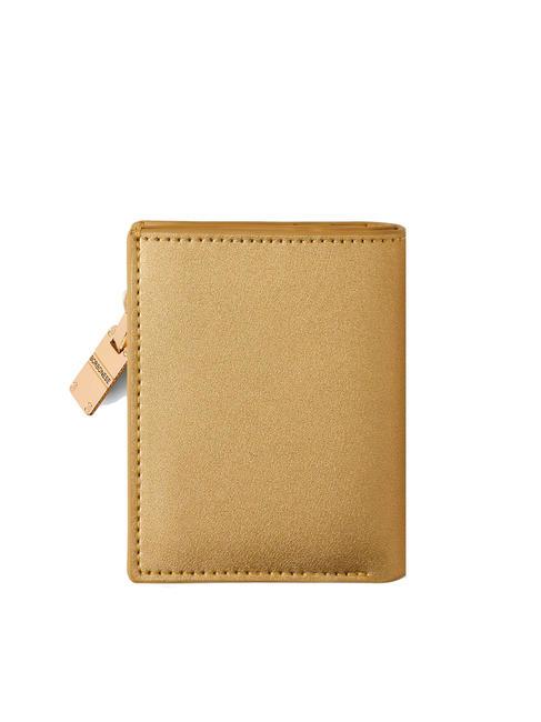 LETTERING Portefeuille compact en cuir or - Portefeuilles Femme