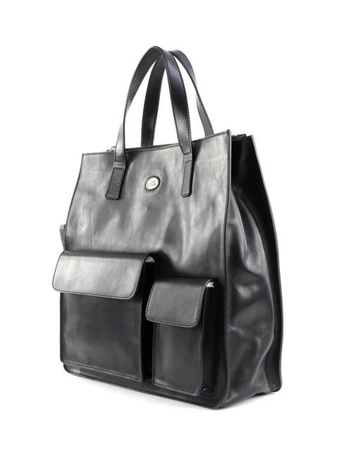 STORY UOMO Cabas vertical en cuir, avec bandoulière Noir - Sacs pour Femme