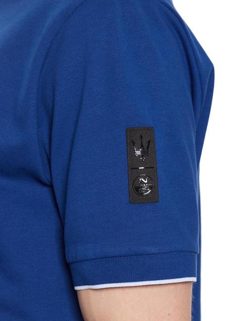 MASERATI Polo manches courtes en coton stretch bleu électrique - chemise polo