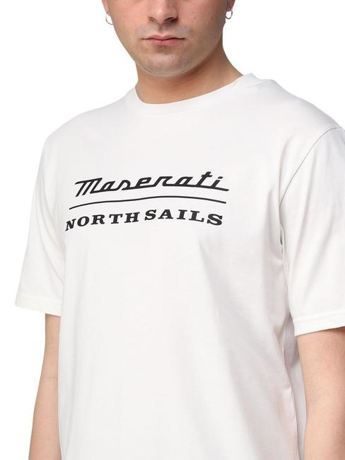 MASERATI T-shirt en coton imprimé maxi blanc - T-shirt